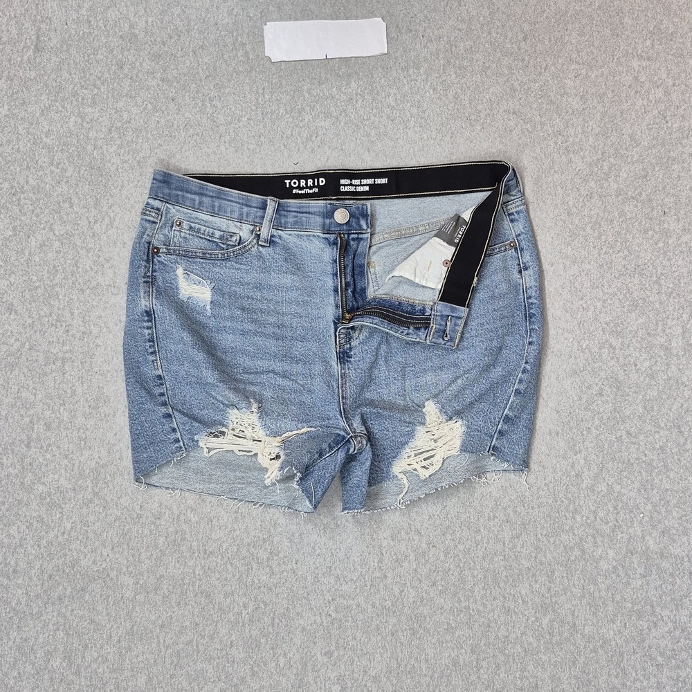 Torrid Women Shorts 12 Blue Denim Jeans High-Rise Short Distressed NWT